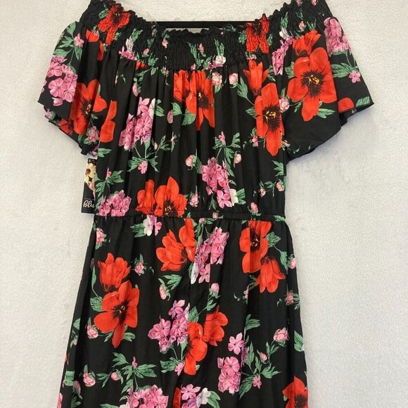 NWT Blush Off the Shoulder Black Floral Jumpsuit Womens 1X Red Lightweight XL - Picture 14 of 16